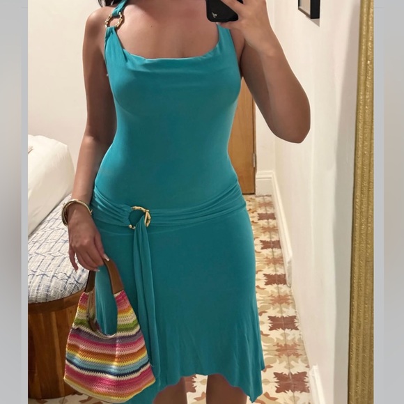 Turquoise cache halter dress - Picture 1 of 1